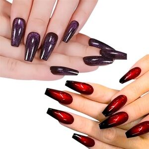 Nail Art Shimmering Purple one pack and Red Nail Polish one pack